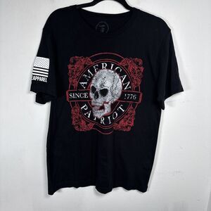 Nine Line Apparel L American Patriot Since 1776 Skull Graphic T-Shirt Black tee